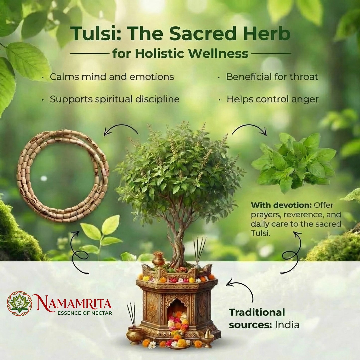 Mridanga bead tulsi mala