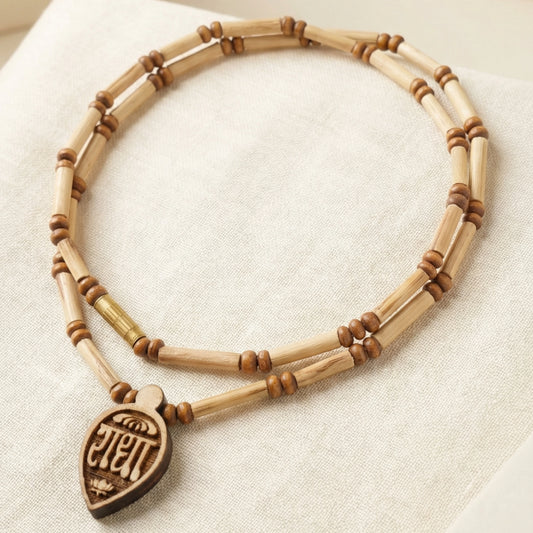 Divine Radha Locket Tulsi Mala – Pure Vrindavan Tulsi Beads with Sacred Radha Pendant