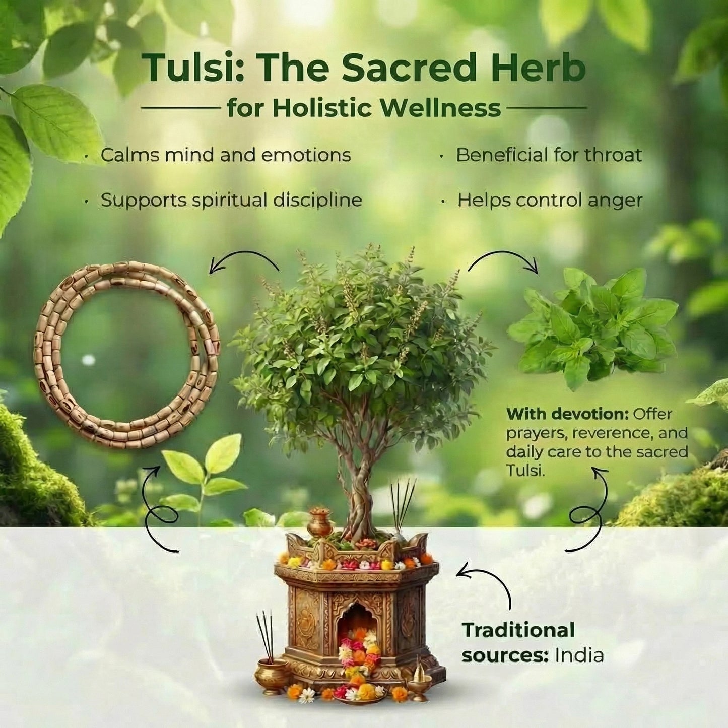 Divine Radha Locket Tulsi Mala – Pure Vrindavan Tulsi Beads with Sacred Radha Pendant