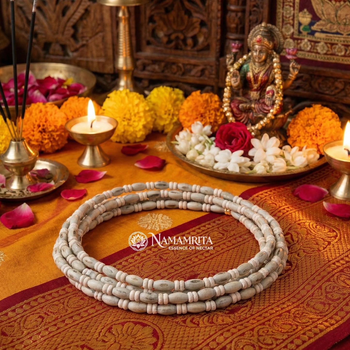 Mridanga bead tulsi mala
