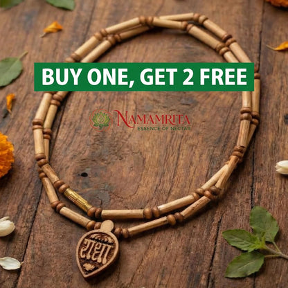 Divine Radha Locket Tulsi Mala – Pure Vrindavan Tulsi Beads with Sacred Radha Pendant